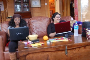 CF Robin and CF Eesha with their laptops